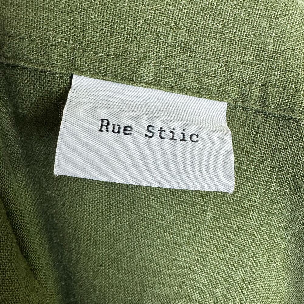 Rue Stiic Womens size Small Preston Linen Blend Cropped Jumpsuit Khaki Green - Picture 11 of 11